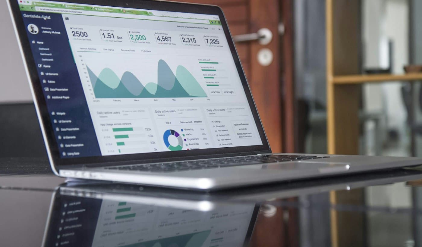 Analytics dashboard for an online retail platform on a laptop